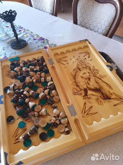 Нарды + шахматы резные ручной работы