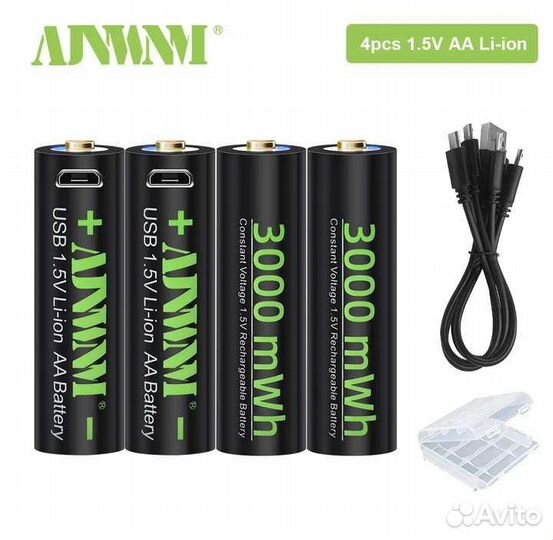 Аккумуляторные батарейки, тип аа c micro USB.Новые