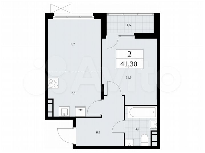 2-к. квартира, 41,3 м², 18/19 эт.