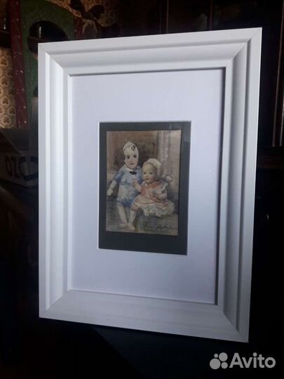 Антикварная картина. Акварель,графика