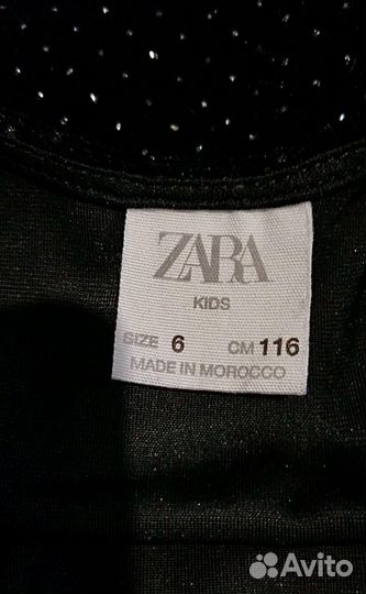 Боди бархатное Zara для девочки, черный со стразам