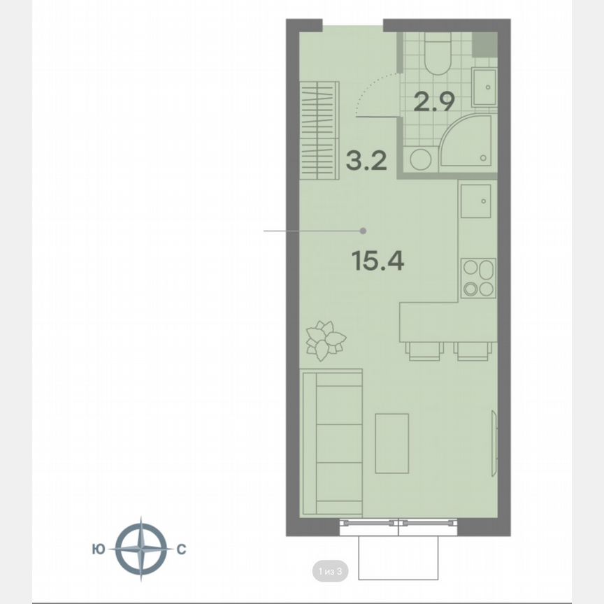 Квартира-студия, 21,5 м², 21/23 эт.