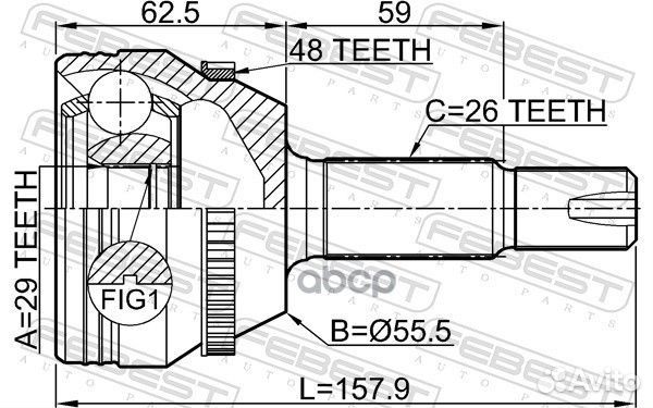 Шрус наружный 29x55x26 0110-ZZE132A48 Febest