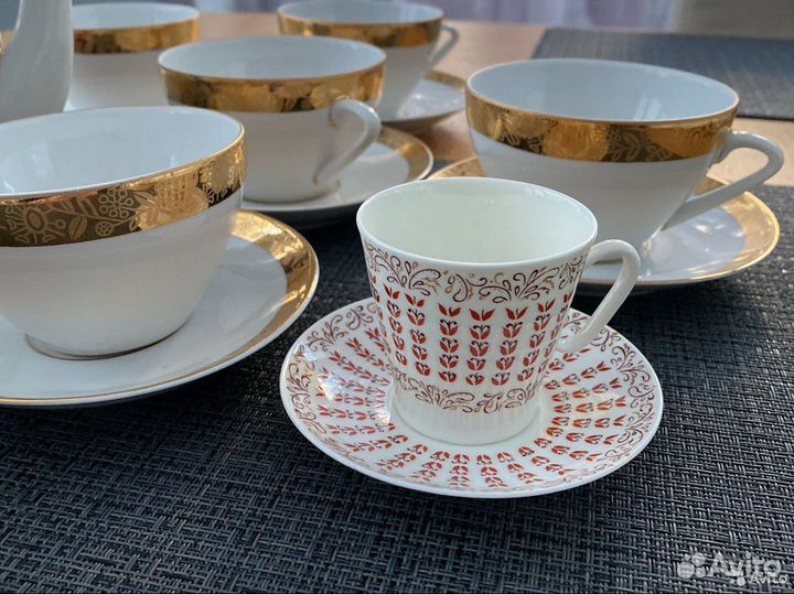 Чашка с блюдцем, тонкий фарфор лфз
