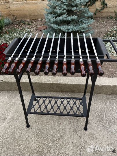 Классный мангал на подарок с полкой 3 мм дровница