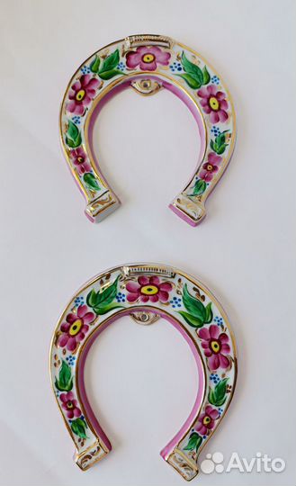 Подкова гжель цветная в золоте