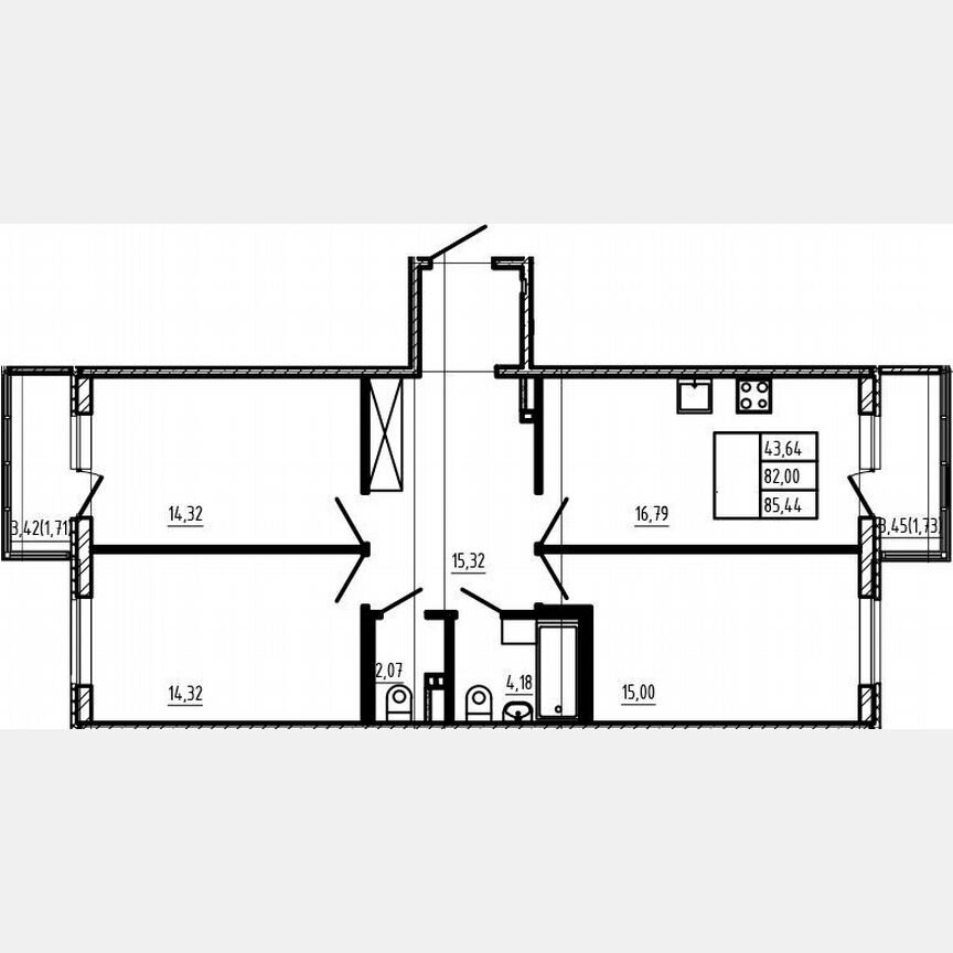 4-к. квартира, 82 м², 3/4 эт.