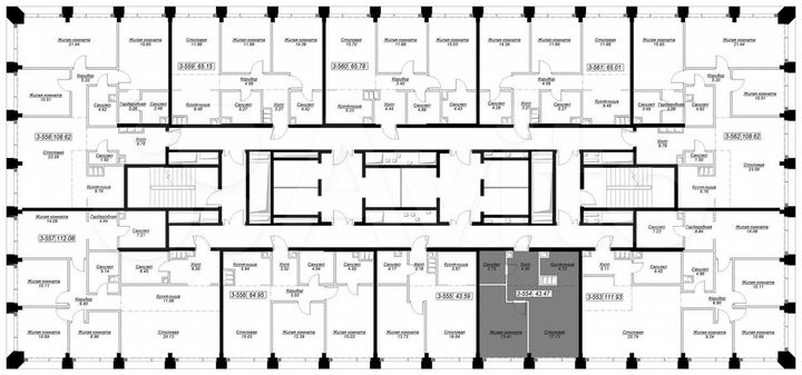 1-к. квартира, 43,4 м², 46/55 эт.