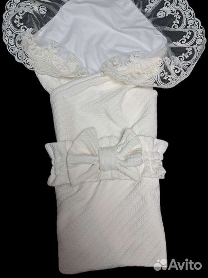 Плед детский новый из вязаного полотна