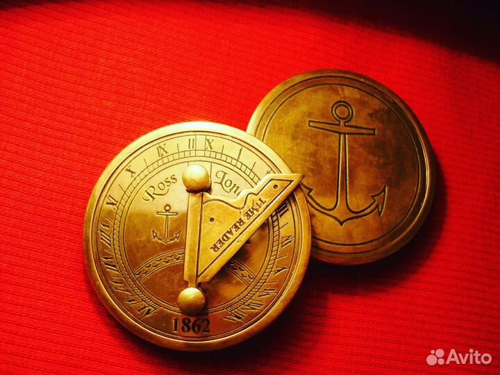 Компас 1862 Лондон Старинный Бронза Англия Морской