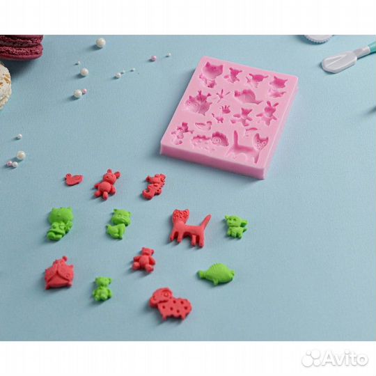 Молд Доляна «Зверята», 9,57,51 см, цвет розовый