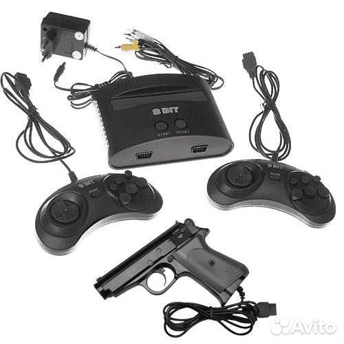 Денди игровая приставка 8 Bit черная +пистолет