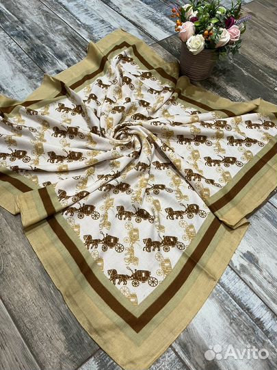 Кашемировый платок шаль Coach бежевый мягкий