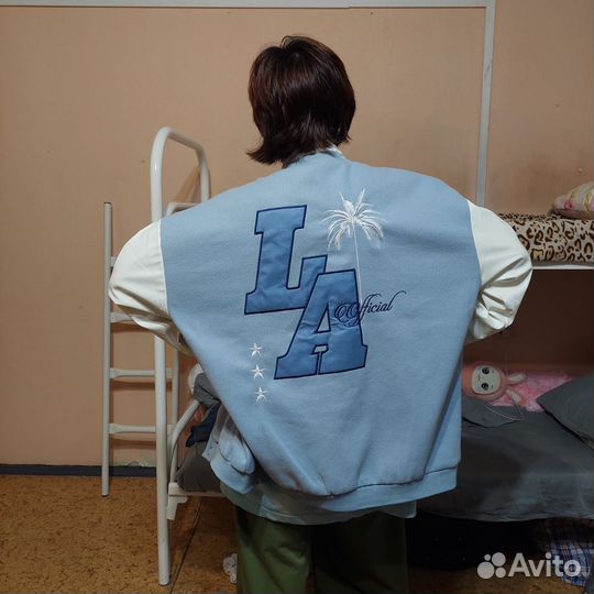 Бомбер унисекс голубой XXL