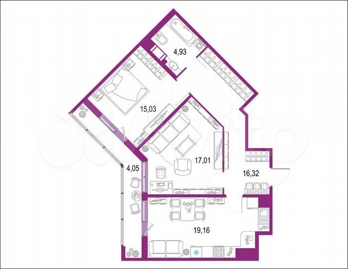 2-к. квартира, 77 м², 11/22 эт.