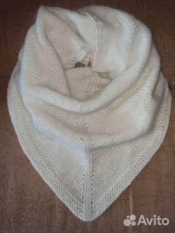 Бактус пух норки белый платок шерстяной новый