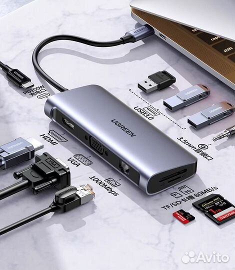 Usb c hub otg type c хаб адаптер переходник ugreen