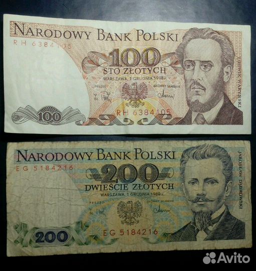 Банкнота Польша 100,200 злотых