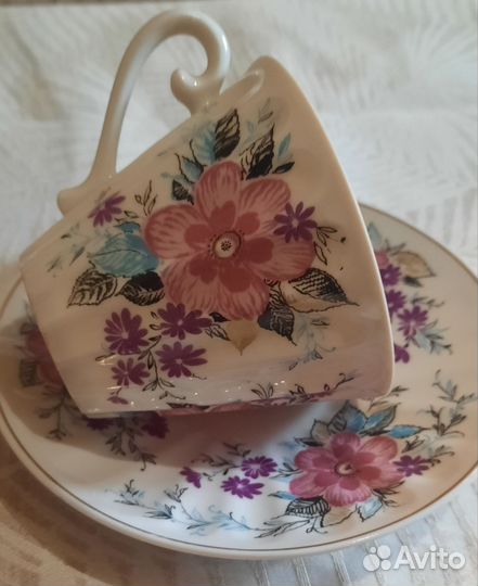 Чайной - кофейная пара. лфз СССР Костяной фарфор