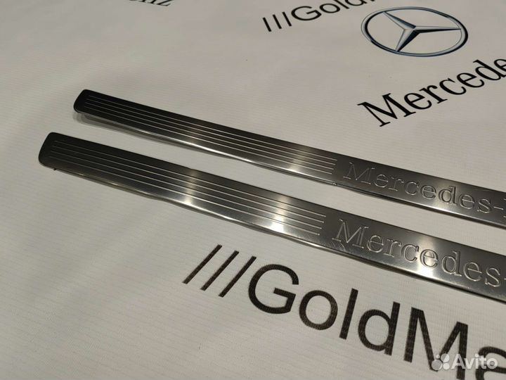 Накладки на пороги салонные хром W204 купе