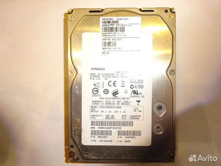SAS HDD 3.5 15K 450Gb NetApp/Hitachi HUS156045VLS6