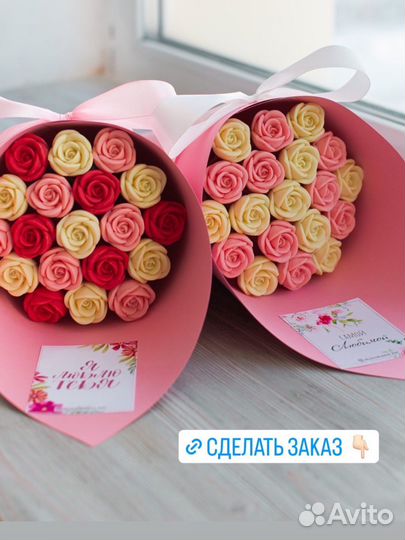 Сладкие букеты из шоколадных роз на 8 марта