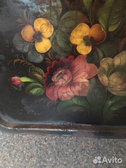 Поднос Жестово времен СССР, Городецкая роспись