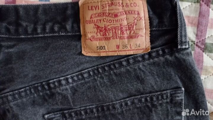 Джинсы levis 501 черные размер 36-34