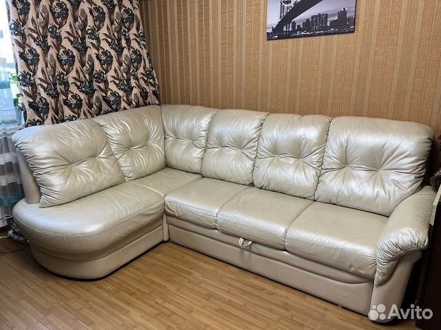 Угловой кожаный диван из натуральной кожи , ширина 260, глубина 160 ...
