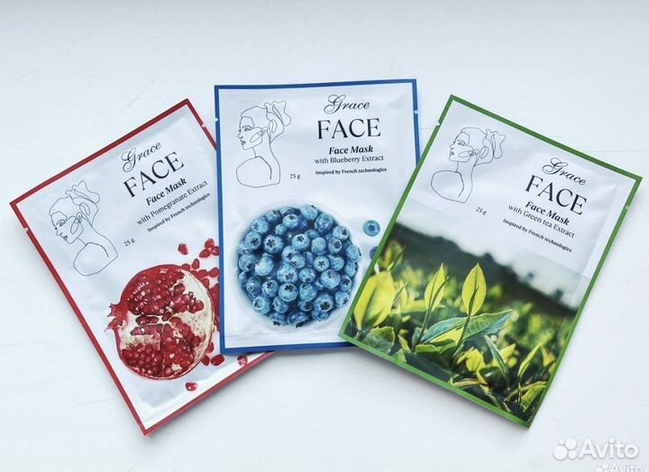 Маска тканевая уходовая для лица Grace Face, 30 гр