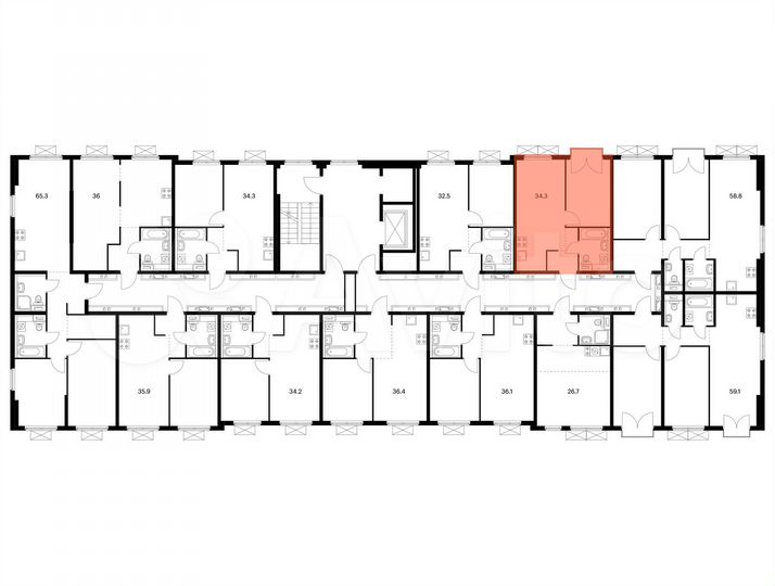 1-к. квартира, 34,3 м², 8/16 эт.