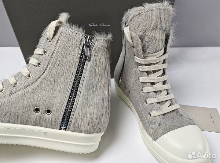 Кеды Rick Owens Ramones Pony Hair Кожаные