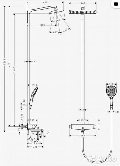 Душевая стойка Hansgrohe Raindance Select 27113400