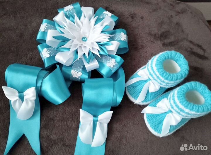 Банты на выписку, пинетки