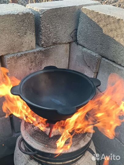 Обжиг казана, чугунной посуды