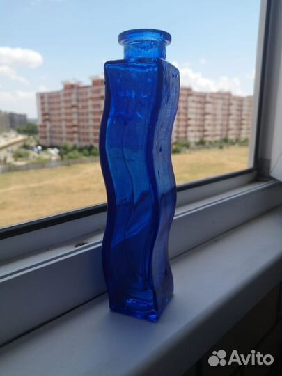 Ваза синяя стеклянная