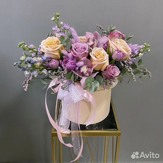 Букет в шляпной коробке 