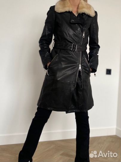 Дубленка винтажный кожаный плащ Burberry оригинал