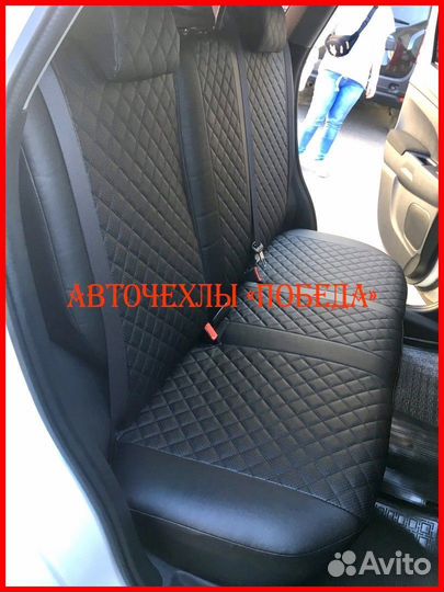 Чехлы Mitsubishi ASX из экокожи чёрные Ромб