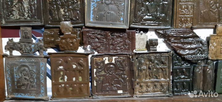 Икона бронза эмаль металлопластика 18-19 век