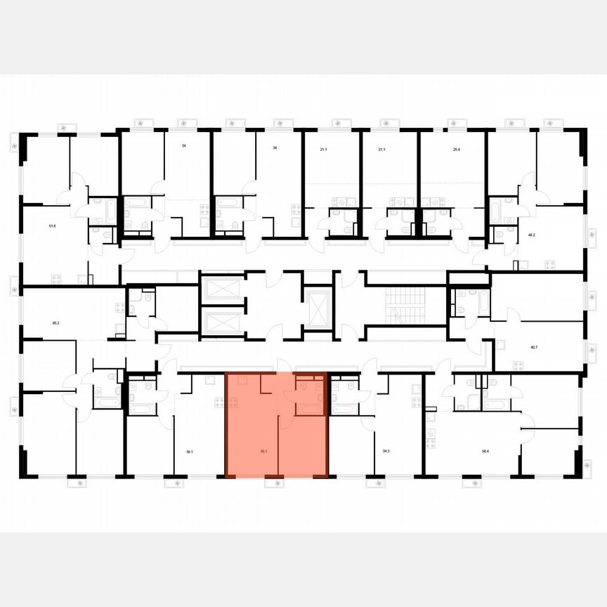 1-к. квартира, 36,1 м², 24/25 эт.