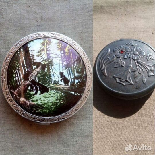 Пудренницы серебряная и латуневая СССР