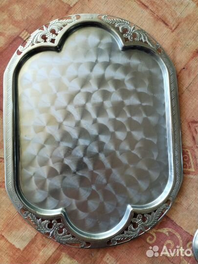 Поднос и подстаканники из мельхиора, СССР