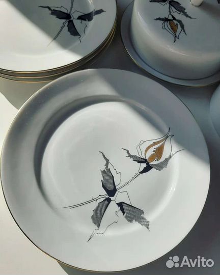 Предметы из сервиза Черная Роза ГДР Винтаж