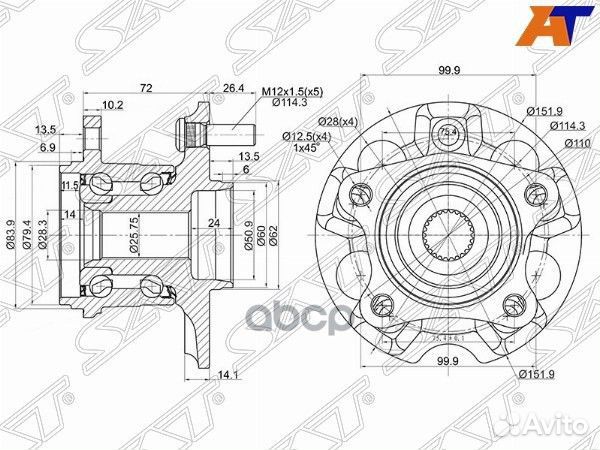 Ступичный узел задн. toyota kluger/harrier