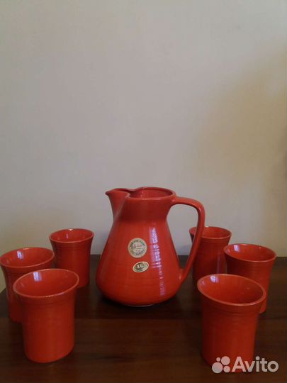 Керамический кувшин с 6 стаканами