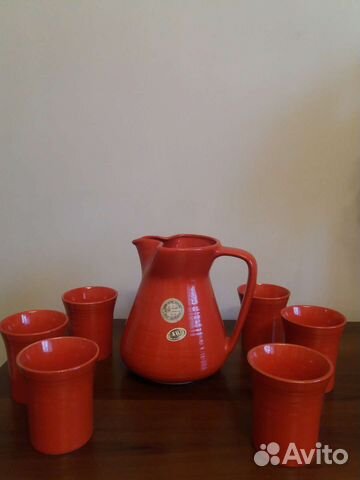 Керамический кувшин с 6 стаканами