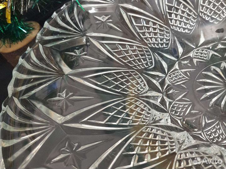 Шикарное хрустальное блюдо-фруктовница 33 см СССР