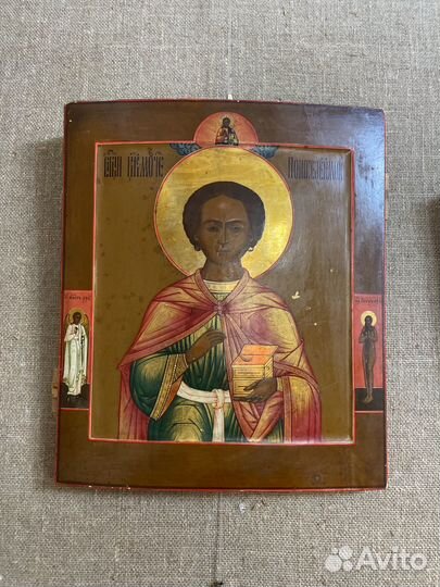 Икона старинная Пантелеймон целитель
