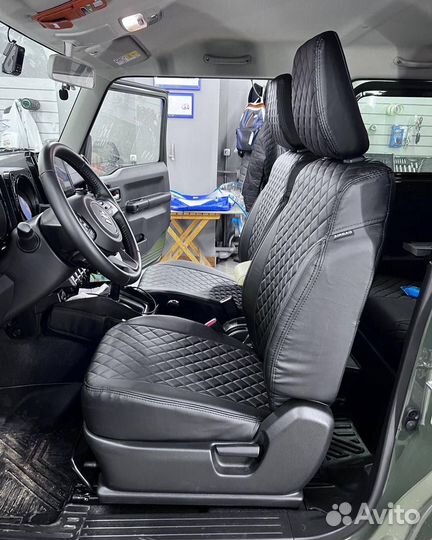 Чехлы экокожа ромб на Nissan Qashqai от Автопилот